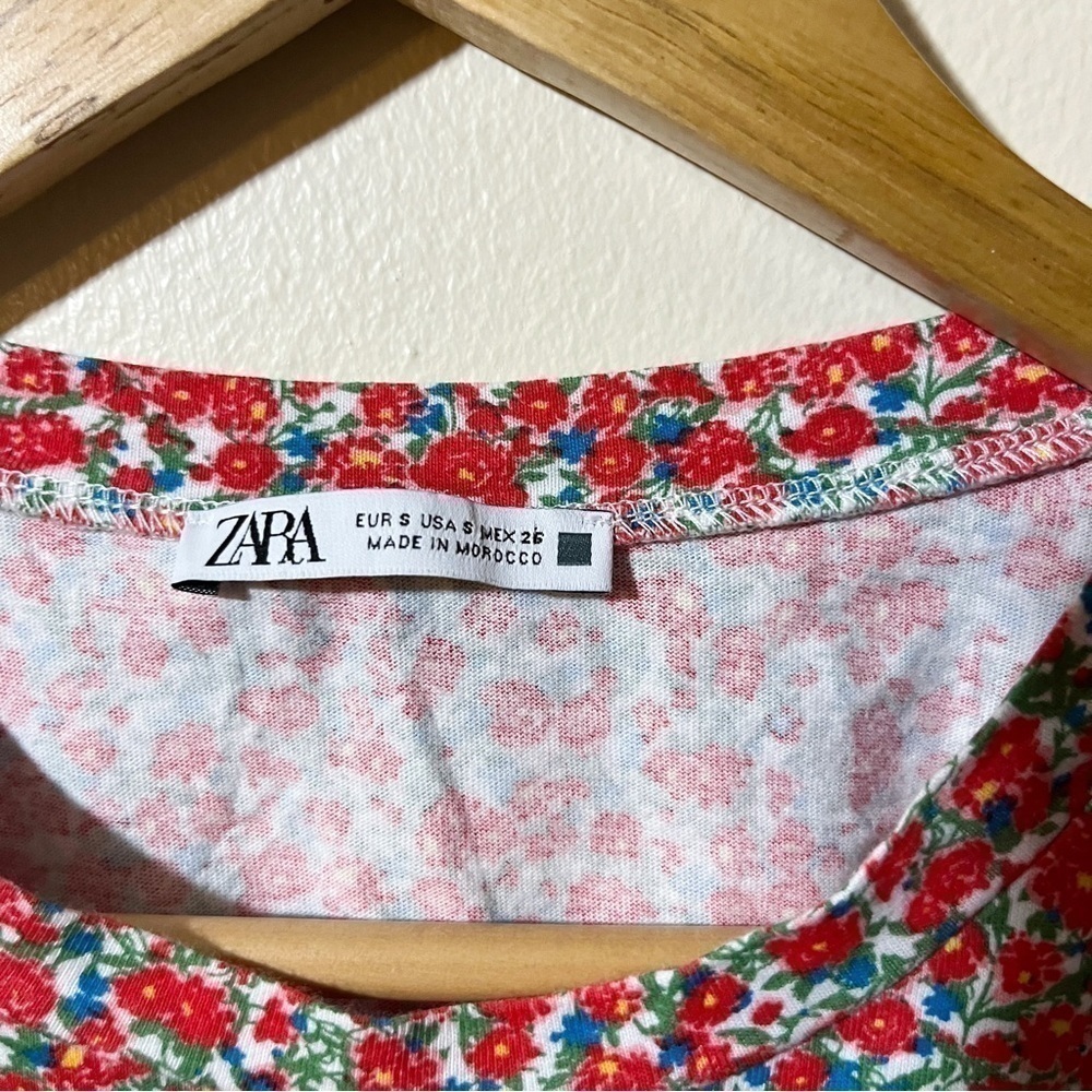 Zara Crop Tie Front Floral Print T Shirt Women’s Small Cowgirl Western Festival - Picture 8 of 8